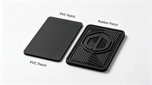 Visual difference between flat 2D and raised 3D custom PVC rubber patches