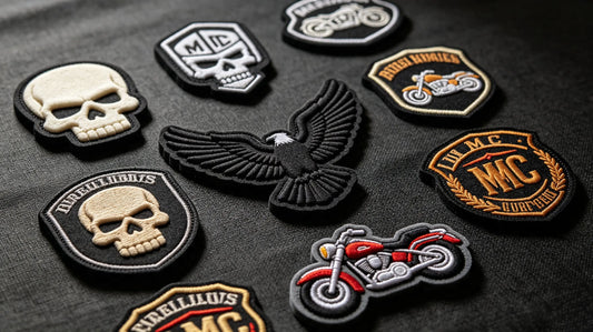 Range of motorcycle and biker club 3D Embroidered Patches with foam raised texture, skull, eagle and custom MC logo designs