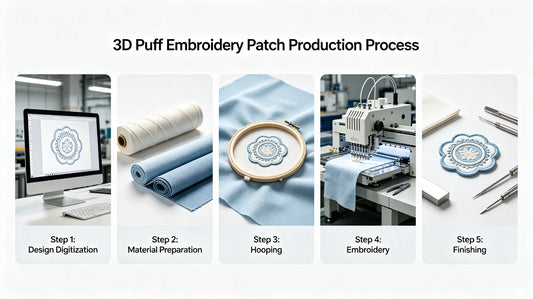Full production workflow of custom 3D puff embroidered patches