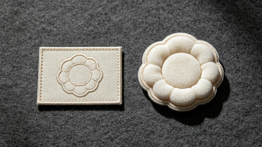 Side by side 3D raised embroidery and flat embroidery patch comparison