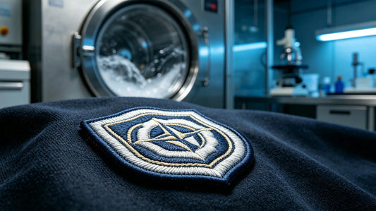 Professional repeated washing durability test for pure 3D embroidered patches