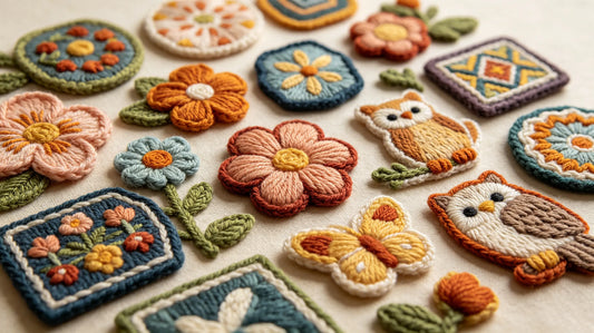 Assorted 3D puff embroidery patches with raised stereo texture