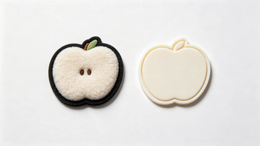 Side by side visual comparison of 3D puff embroidered patch and PVC patch