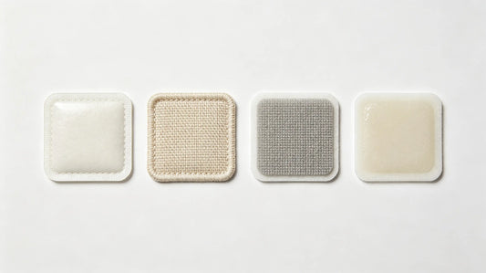 Four main patch backing types displayed side by side