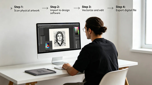 Complete workflow from original artwork to finished embroidery digitizing file
