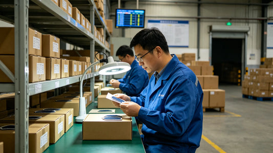 Inspector randomly spot checking bulk finished patches following standardized QC checklist