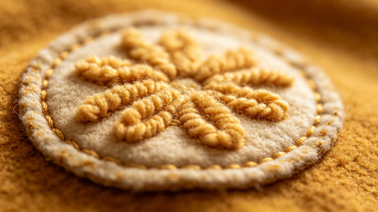 Close-up vintage texture of chenille embroidered patch