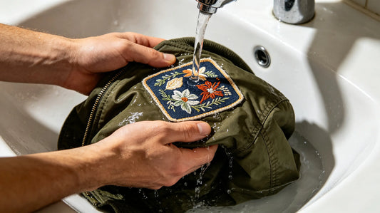 Gentle hand washing method for custom patched garments