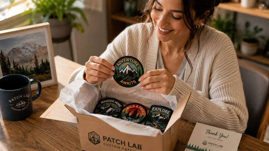 Customer unboxing newly received custom embroidered patches