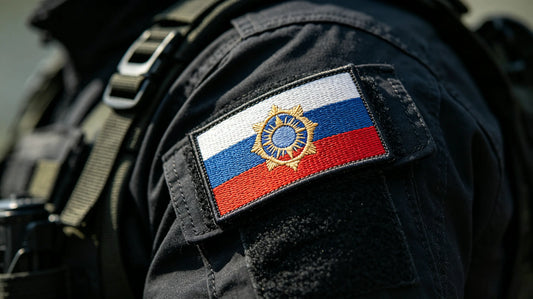 Embroidered custom national flag patch neatly positioned on the outer upper sleeve of a tactical uniform