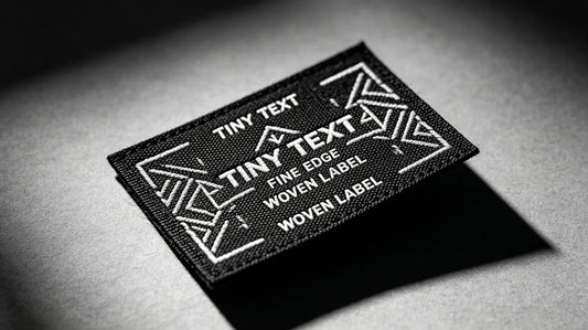 Premium high-density woven patch showcasing ultra-fine text detail and smooth flat texture