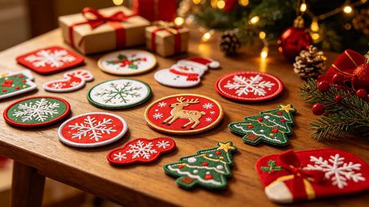 Themed custom embroidered patches for holiday party decoration