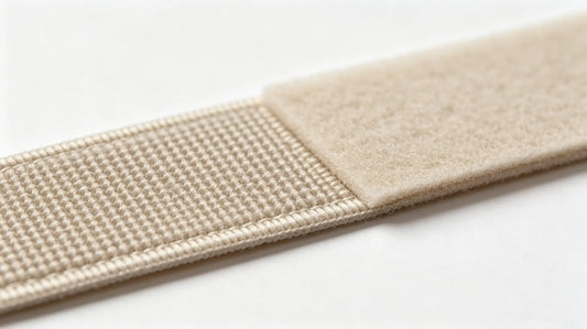 Close-up view of hook side and loop side of standard Velcro for patches