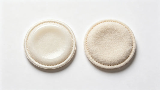 Side by side iron-on and sew-on 3D puff patch backing comparison