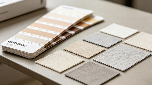 Official Pantone color card placed beside finished patch for on-site color comparison