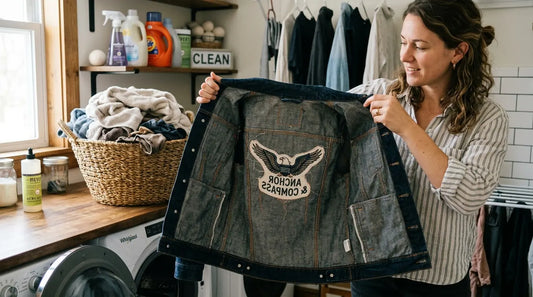 Garment with custom patch turned inside‑out, ready to go into washing machine for protection