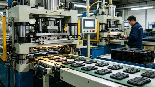 Factory injection molding equipment producing finished PVC rubber custom patches