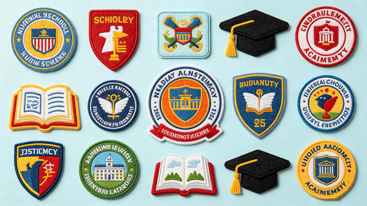 Various custom 3D puff patches for schools, clubs and student activities