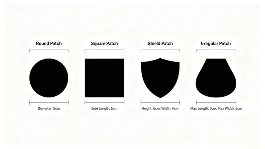 Complete standard size reference chart for all styles of 3D puff patches