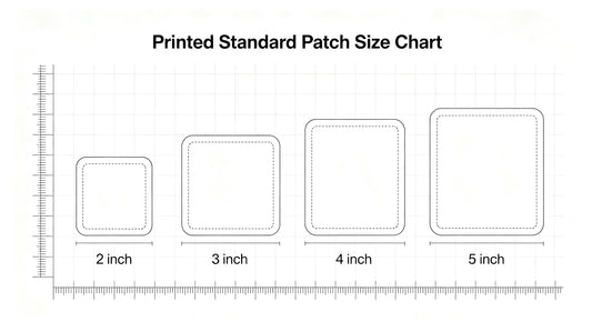 Visual standard size chart for round, square and irregular custom patches