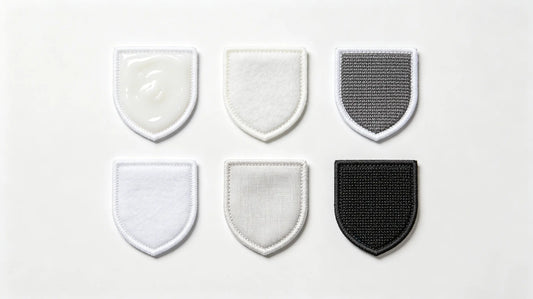 Three common patch backings: iron-on, sew-on and velcro