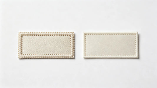 Side by side merrow border and heat cut border patch comparison