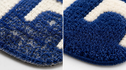 Density comparison between our premium high-pile custom chenille patches and cheap sparse tufting.