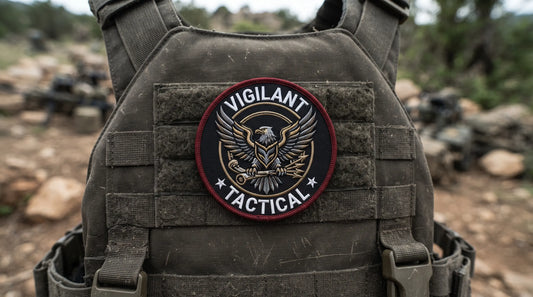 A full view of a rectangular morale patch with "Frontline" text displayed on tactical equipment.