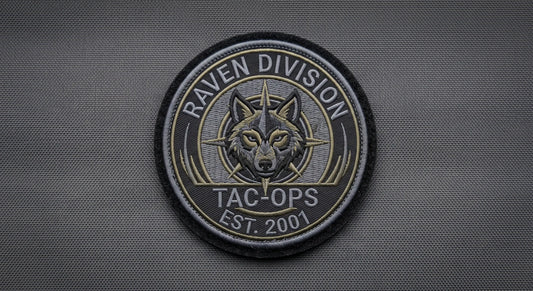 Circular embroidered patch with integrated industrial velcro fastener