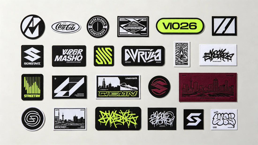 2026 trending patch collection including vintage distressed, neon accent and minimalist dual-tone designs