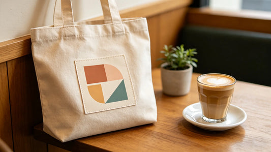 Versatile 2D flat embroidery patch on canvas tote for everyday use