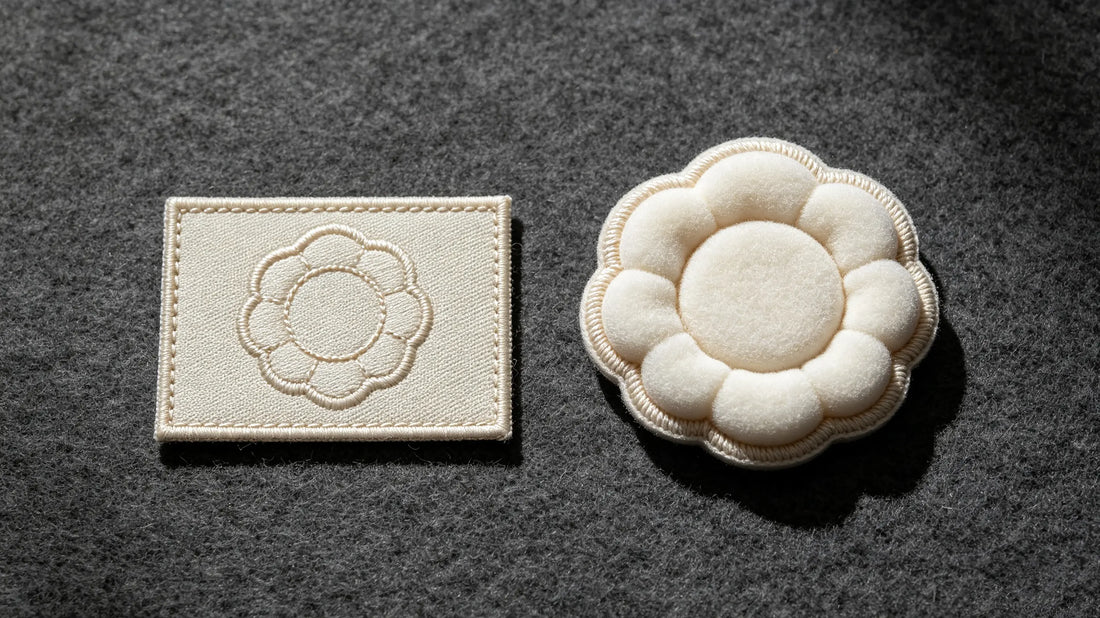 Side by side 3D raised embroidery and flat embroidery patch comparison