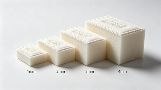 Different 3D embroidery foam thickness and height grade comparison