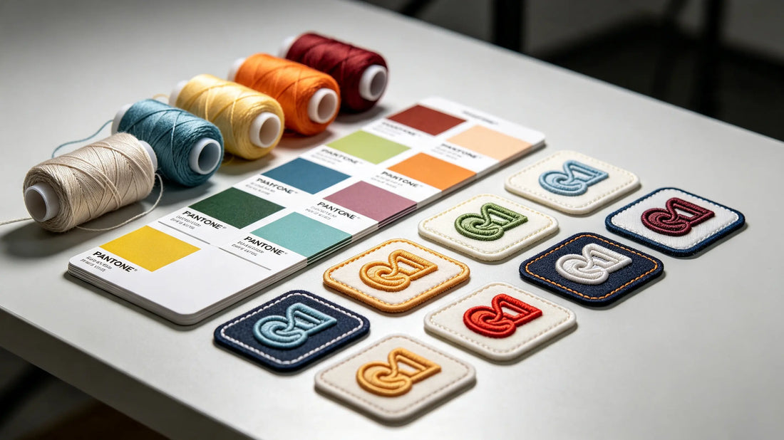 Pantone thread color chart referenced for custom 3D puff embroidery patches