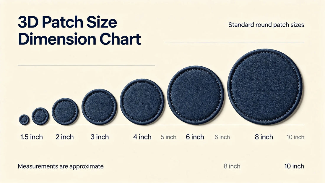 Industry standard size chart for all 3D embroidered patches