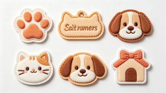 Variety of pet-themed 3D Embroidered Patches with foam raised texture, custom animal and paw print designs