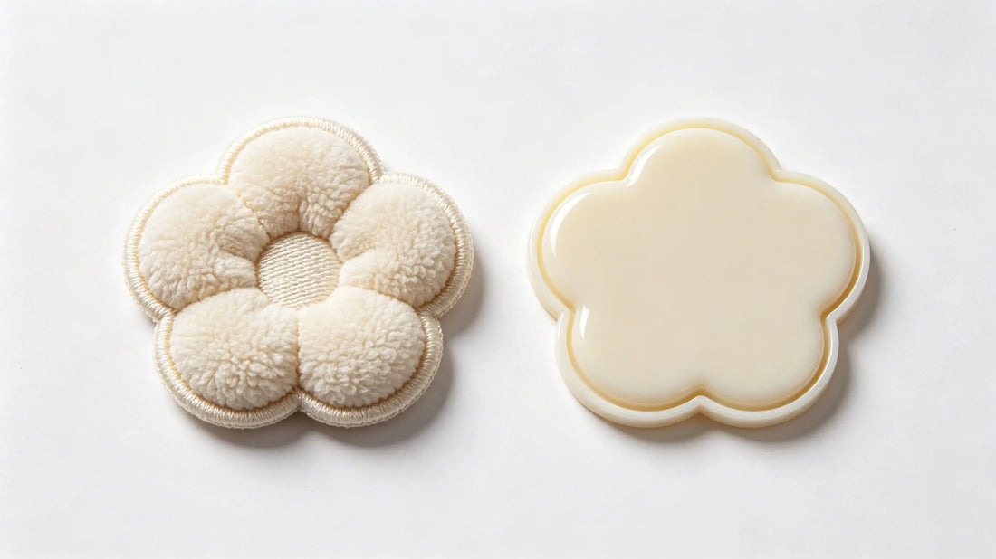 Side by side comparison of 3D puff patches and PVC rubber patches