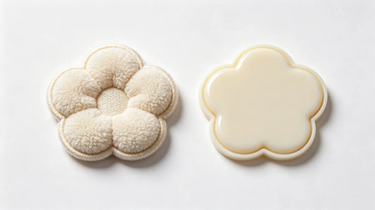 Side by side comparison of 3D puff patches and PVC rubber patches