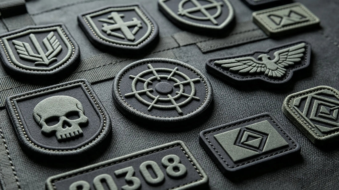 Assortment of tactical and military morale 3D Embroidered Patches with foam raised texture, unit logos and tactical graphic designs