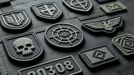 Assortment of tactical and military morale 3D Embroidered Patches with foam raised texture, unit logos and tactical graphic designs