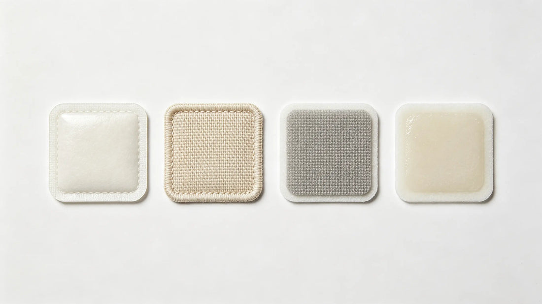 Four main patch backing types displayed side by side