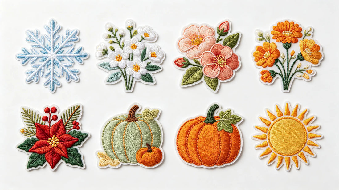 Full series seasonal limited edition themed 3D puff embroidered patches display