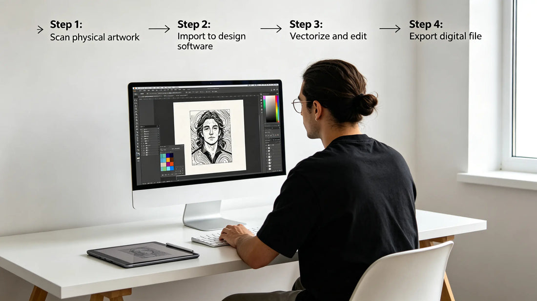 Complete workflow from original artwork to finished embroidery digitizing file