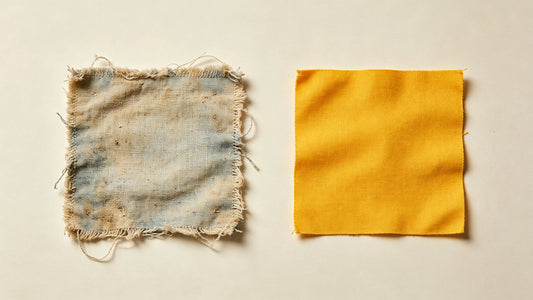 Before and after comparison of worn old 3D puff patches after full restoration