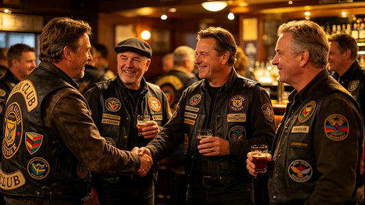 Club members with custom embroidered patch badges