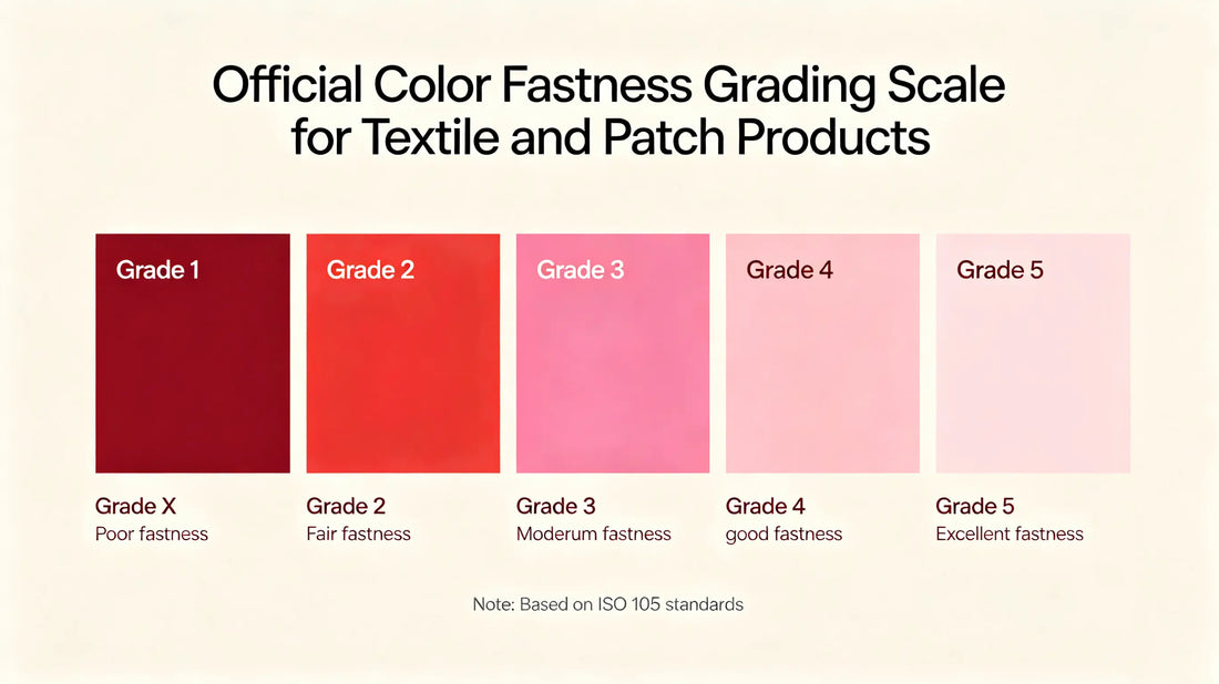 Industry color fastness grade chart from Level 1 to Level 5 for patch reference