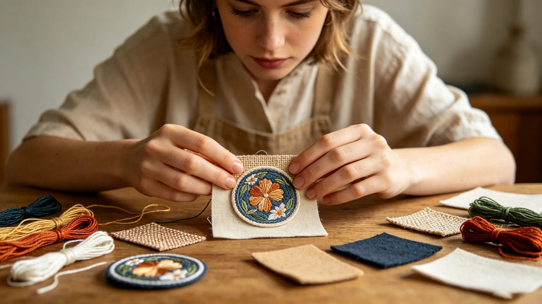 Matching materials for custom embroidered patch design