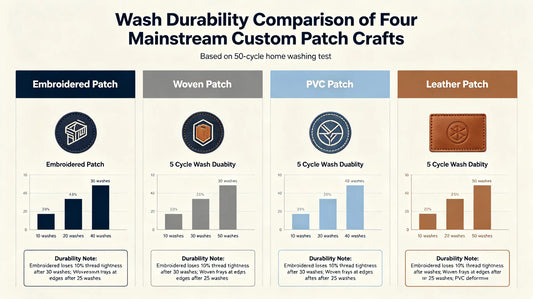 Wash resistance level comparison of embroidery, PVC, woven and heat transfer patches