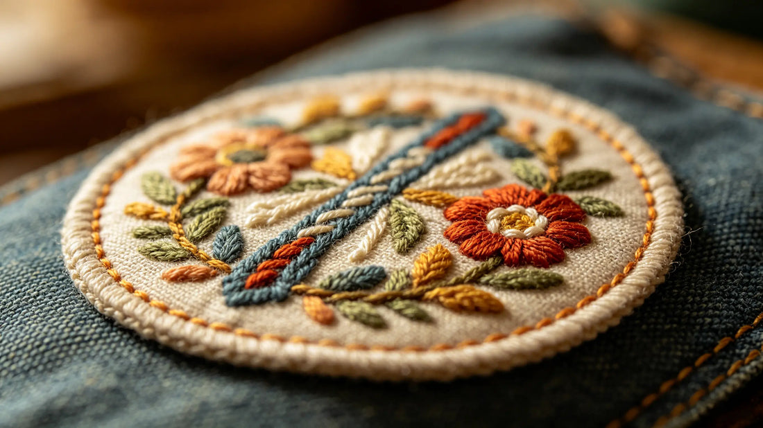 Custom embroidered patch stitching texture detail