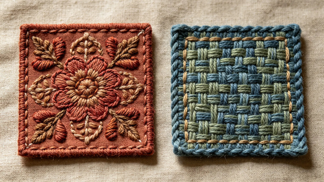 Direct visual comparison of embroidered patches and woven patches